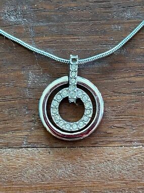 Swarovski Silver Crystal Circle Pendant Necklace - Women Jewelry